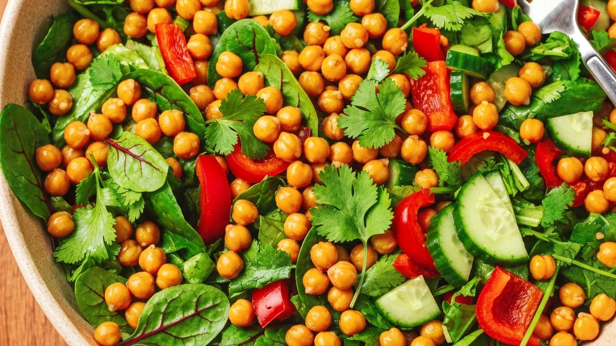 Ensalada Crujiente de Garbanzos y Vegetales: Adelgaza Fácil