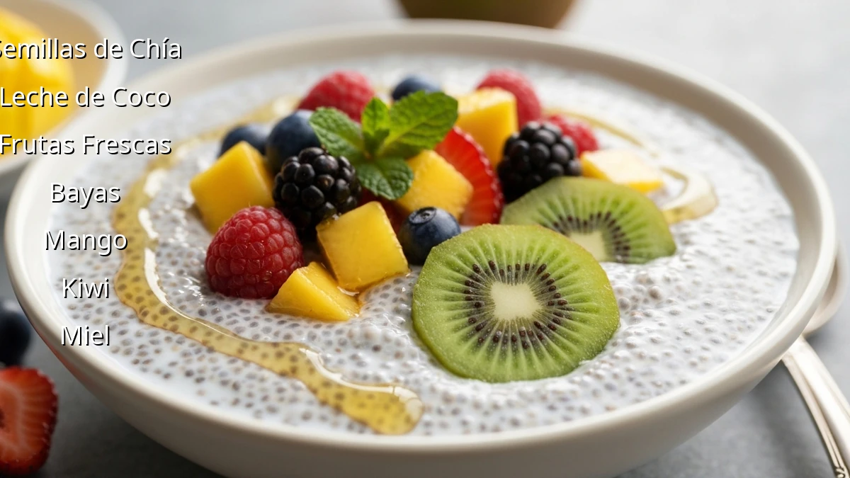 Semillas de Chía en Leche de Coco y Frutas